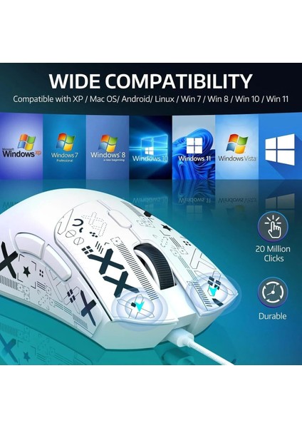 R1, PAW3311, 1000hz, 18.000DPI Ultra Hafif Oyuncu Mouse