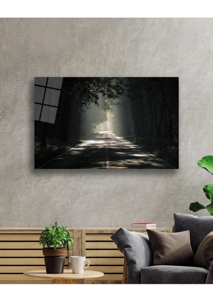 Ağaçlı Yol Cam Tablo 4mm Dayanıklı Temperli Cam Parkway Glass Wall Art fiyatları