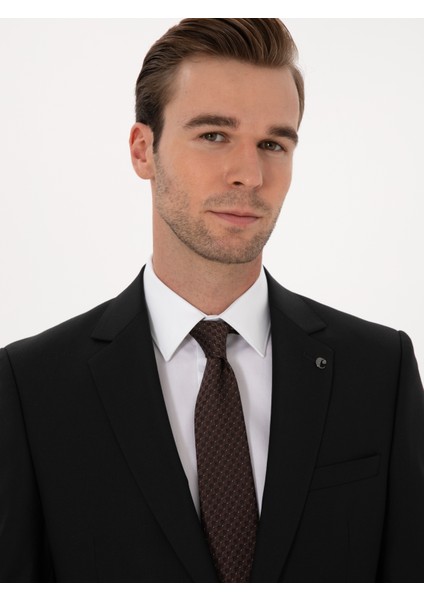 Erkek Siyah Slim Fit Yün Karışımlı Mikro Desenli Takım Elbise 50318023-VR046 fiyatları