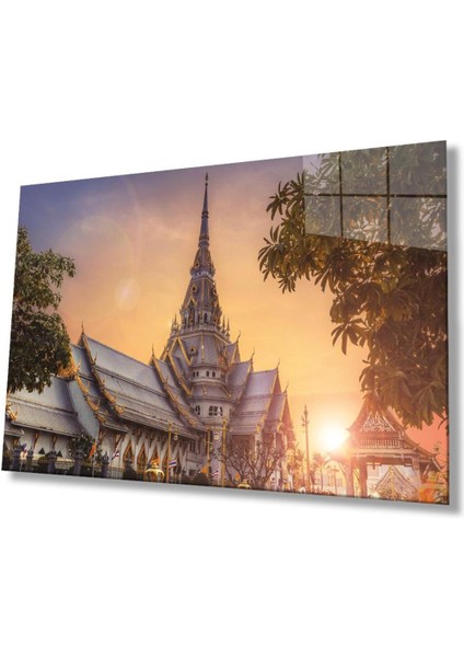 Tayland Tapınak Cam Tablo 4mm Dayanıklı Temperli Cam, Thailand Temple Glass Wall Decor