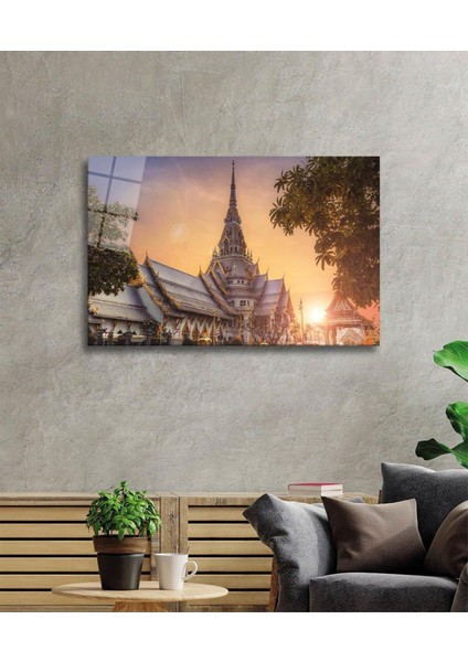 Tayland Tapınak Cam Tablo 4mm Dayanıklı Temperli Cam, Thailand Temple Glass Wall Decor fiyatları