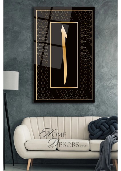 Elif Dini Isami Dikey Cam Tablo, Modern Iş Ev Ofis Salon Dekoru , Hediyelik Duvar Dekoru indirimleri