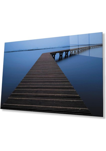 Deniz Iskele Mavi Cam Tablo 4mm Dayanıklı Temperli Cam Marine Pier Blue Glass Table 4mm Durable Tem