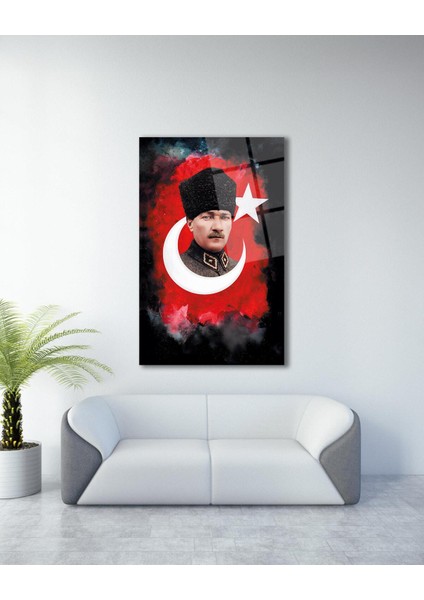 Atatürk Portre Cam Tablo Modern Ev Ofis Salon Hediyelik Büyük Tablo Duvar Dekoru modelleri