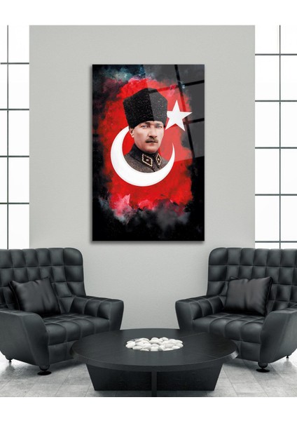 Atatürk Portre Cam Tablo Modern Ev Ofis Salon Hediyelik Büyük Tablo Duvar Dekoru fırsatları