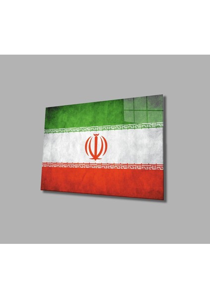 Iran Cam Tablo 4mm Dayanıklı Temperli Cam, Iran Flag Glass Wall Art