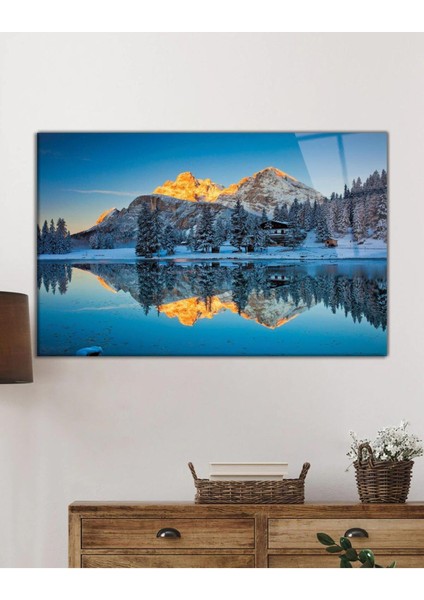 Dağ Yansıma Manzara Cam Tablo 4mm Dayanıklı Temperli Cam Mountain Reflection Landscape Glass Table fiyatları