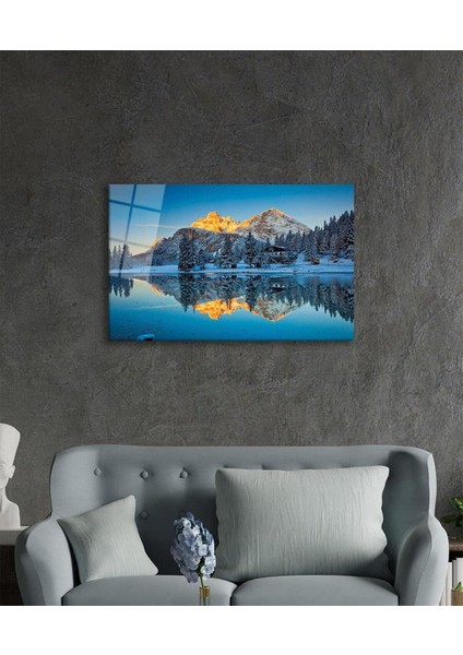 Dağ Yansıma Manzara Cam Tablo 4mm Dayanıklı Temperli Cam Mountain Reflection Landscape Glass Table modelleri