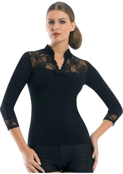 - Geniş Dantelli Patlı Uzun Kollu Elestan Bluz 2176