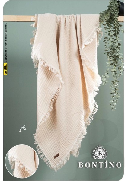 Müslin Örtü & Battaniye 4 Katlı Saçaklı %100 Pamuk 100X110 cm Ekstra Yumuşak ve Nefes Alabilir