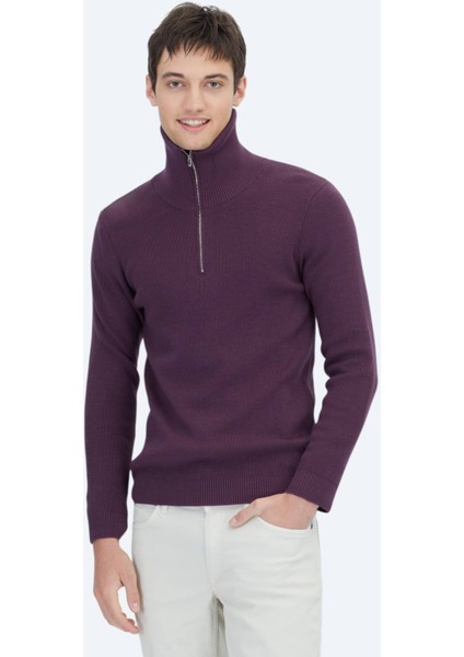 Mürdüm Polo Yaka Jakarlı Triko Kazak modelleri