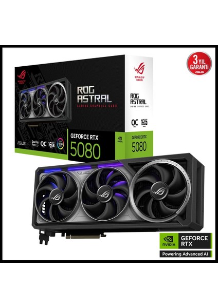 ROG-ASTRAL-RTX5080-O16G-GAMING, 16GB, 256BIT, Gddr7, 2xhdmı, 3xdp Gamıng Ekran Kartı