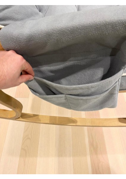 Iki Cepli Sallanan Sandalye, Gri Minderli Ahşap Sallanır Koltuk, Rahat Okuma ve Dinlenme Sandalyesi indirimleri