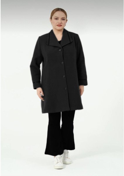 Kösem Kadın Astarlı Önü Düğmeli Kışlık Anne Erkek Yaka Kısa Kaşe Kaban fiyatları