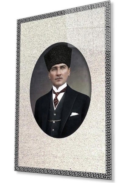 Çerçeveli Atatürk Cam Tablo 4mm Dayanıklı Temperli Cam, Framed Atatürk Glass Wall Art