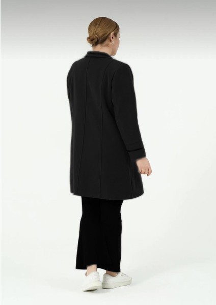 Kösem Kadın Astarlı Önü Düğmeli Kışlık Anne Erkek Yaka Kısa Kaşe Kaban indirimleri