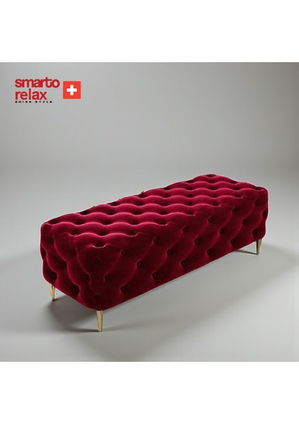 Swiss Style Puf Ascona Ayaklı Kapitoneli Dekoratif 100x100x45 cm puf , Kapitone Puf, Baby face Ayaklı puf(Kırmızı) fiyatları