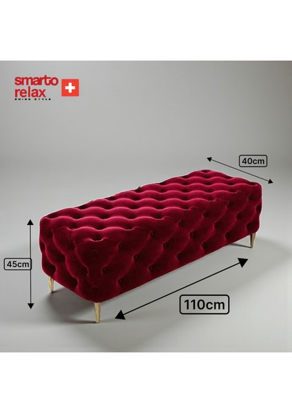 Swiss Style Puf Ascona Ayaklı Kapitoneli Dekoratif 100x100x45 cm puf , Kapitone Puf, Baby face Ayaklı puf(Kırmızı) modelleri