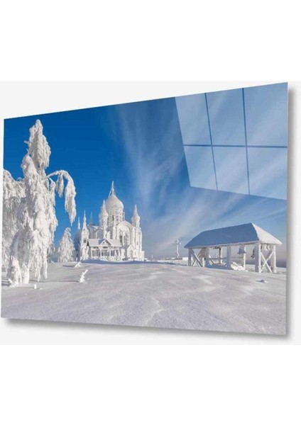 Karlı Doğa Cam Tablo 4mm Dayanıklı Temperli Cam