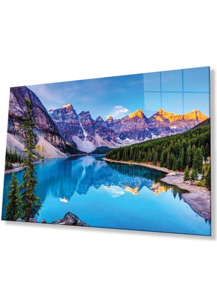 Dağ Yansıma Manzara Cam Tablo 4mm Dayanıklı Temperli Cam Mountain Reflection Landscape Glass Table