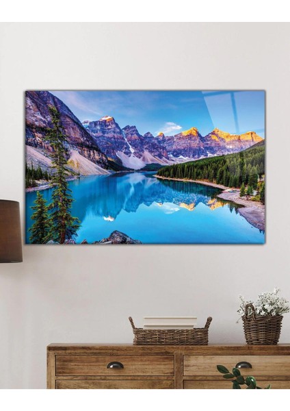 Dağ Yansıma Manzara Cam Tablo 4mm Dayanıklı Temperli Cam Mountain Reflection Landscape Glass Table fiyatları