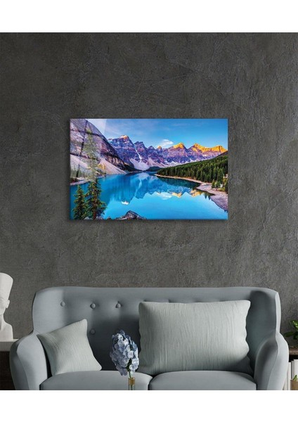 Dağ Yansıma Manzara Cam Tablo 4mm Dayanıklı Temperli Cam Mountain Reflection Landscape Glass Table