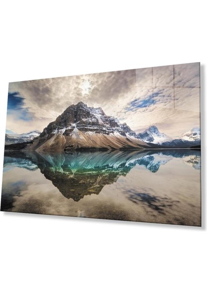 Dağ Yansıma Manzara Cam Tablo 4mm Dayanıklı Temperli Cam Mountain Reflection Landscape Glass Table
