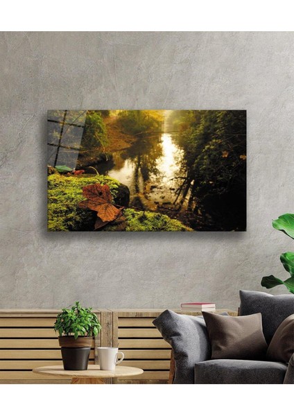 Ağaçlar Yaprak Manzara Cam Tablo 4mm Dayanıklı Temperli Cam Trees Leaf Landscape Glass Wall Art fiyatları