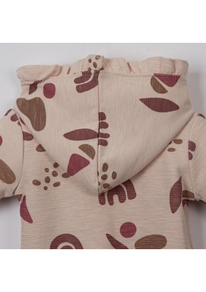 Fırfır Kapşonlu Desenli Patiksiz Tulum Bej fiyatları