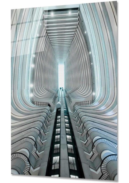 Geometrik Bina Cam Tablo 4mm Dayanıklı Temperli Cam