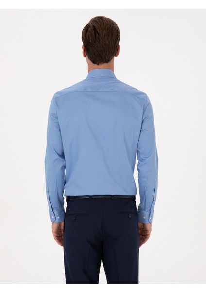 Erkek Koyu Mavi Slim Fit %100 Pamuk Klasik Gömlek 50318179-VR032 indirimleri