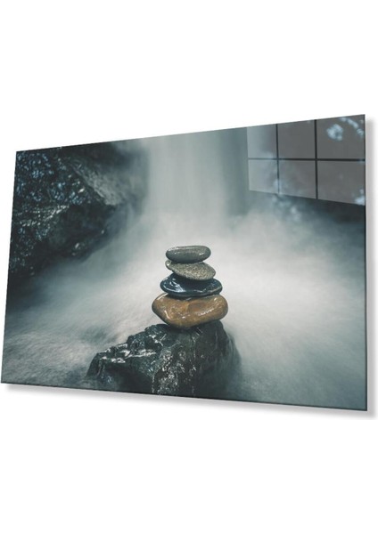 Taşlar Cam Tablo 4mm Dayanıklı Temperli Cam Stones Glass Wall Art