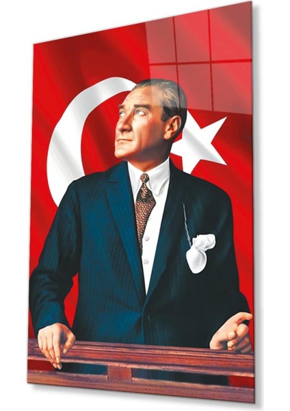 Atatürk Cam Tablo 4mm Dayanıklı Temperli Cam, Atatürk Glass Wall Art