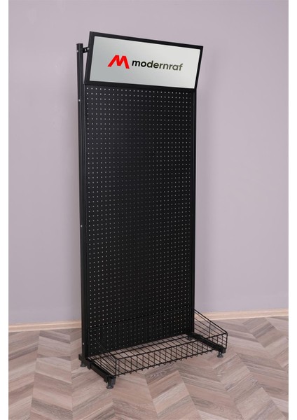 Delikli Fon Siyah Reklam Panolu Stand