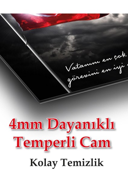 Türk Bayrağı ve Atatürk Cam Tablo Vatanını En Çok Seven Modern Ev Ofis Salon Kurum Hediyelik Tablo fırsatları