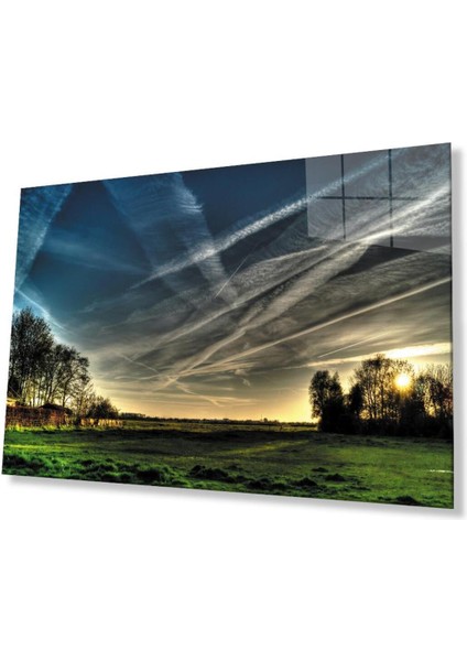 Gün Batımı Manzara Gökyüzü Cam Tablo 4mm Dayanıklı Temperli Cam Sunset Landscape Sky Glass Wall Art