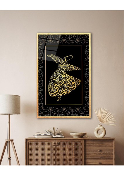 Semazen Hat Sanatı Cam Tablo Islami Dini Modern Ev Ofis Salon Hediyelik Büyük Tablo Duvar Dekoru modelleri