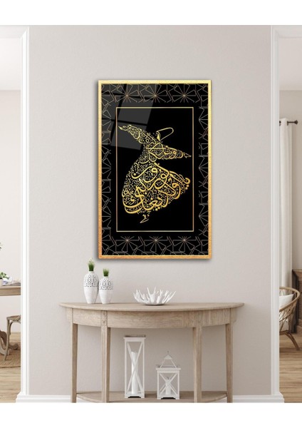 Semazen Hat Sanatı Cam Tablo Islami Dini Modern Ev Ofis Salon Hediyelik Büyük Tablo Duvar Dekoru fırsatları