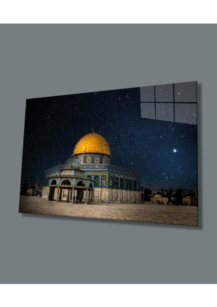 Kudüs Kubbet'üs Sahra Dini Cam Tablo 4mm Dayanıklı Temperli Cam