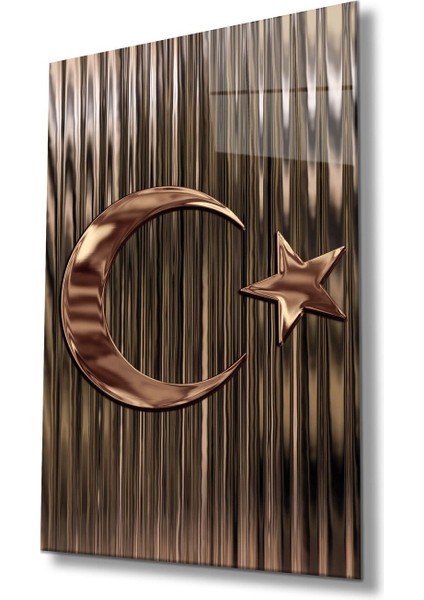 Türk Bayrağı Bayrak Cam Tablo Modern Ev Ofis Salon Hediyelik Büyük Tablo Duvar Dekoru