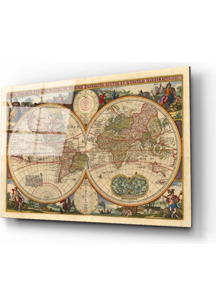 Dünya Haritası 7 Cam Tablo