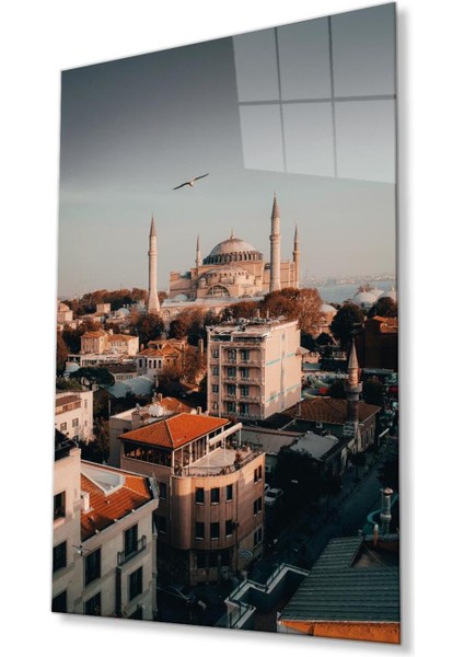 Ayasofya Cami Manzara Dini Duvar Dekoru Cam Tablo 4mm Dayanıklı Temperli Cam