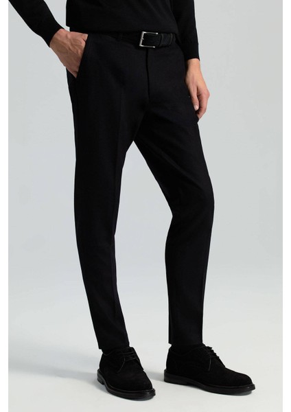 Yün Kaşmir Karışım Siyah Flanel Chino Pantolon fiyatları