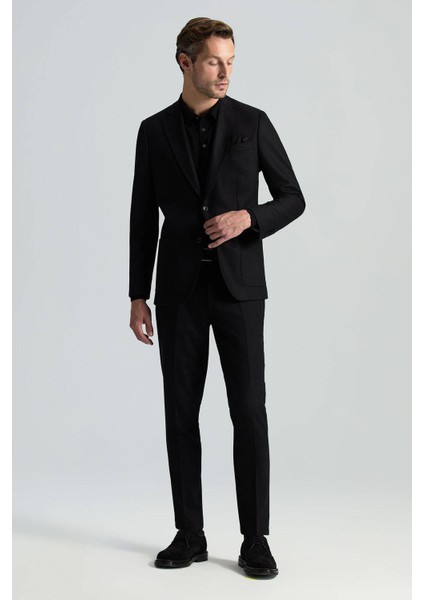Yün Kaşmir Karışım Siyah Flanel Chino Pantolon modelleri