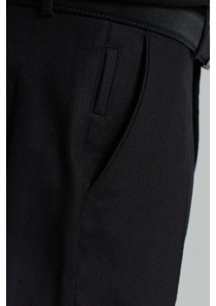 Yün Kaşmir Karışım Siyah Flanel Chino Pantolon fırsatları