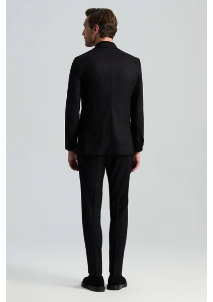 Yün Kaşmir Karışım Siyah Flanel Chino Pantolon indirimleri