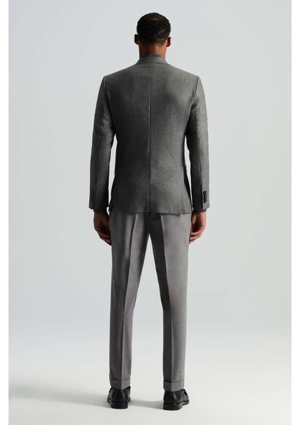 Italyan Yün Kaşmir Karışım Gri Blazer Ceket fırsatları