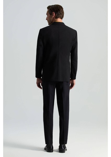 Italyan Yün Karışımlı Siyah Kruvaze Blazer Ceket modelleri