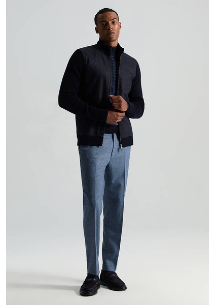 Yün Kaşmir Karışım Çelik Mavi Flanel Chino Pantolon fiyatları