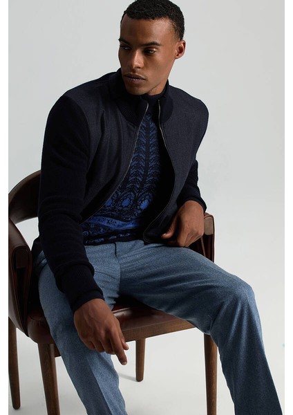 Yün Kaşmir Karışım Çelik Mavi Flanel Chino Pantolon modelleri